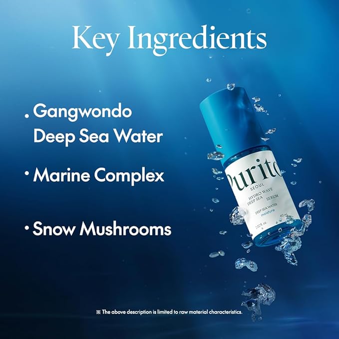 PURITO Deep Sea Serum | Deep Sea Water 66% + Marine Complex + Snow Mushirooms | Facial Serum | for Hydration, Skin Plumping | Lightweight & Non-Greasy Texture | Korean skincare, 60mL 2.02 fl.oz