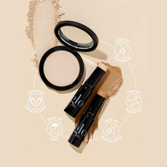 Glo Skin Beauty Pressed Base Powder Foundation Makeup (Chestnut Medium) - Flawless Coverage for a Radiant Natural, Second-Skin Finish