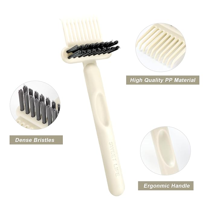 Hair Brush Comb Cleaning Tool Comb,2-in-1 Hair Brush Cleaner Tool, Portable Remover Rake for Removing Hair Dust, Home and Salon Use (White)