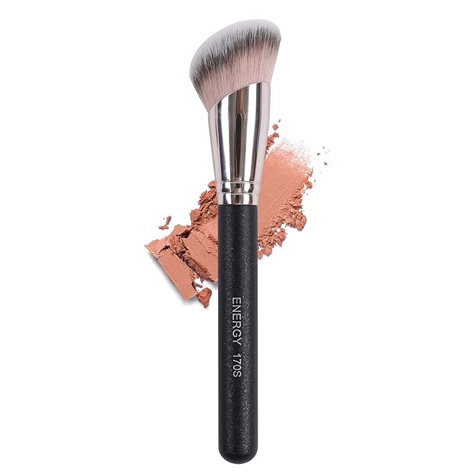 ENERGY Angled Foundation Brush – Flawless Blending Contour Brush for Liquid, Cream & Powder – Dense Soft Bristles, Professional Makeup Brush for Face Sculpting & Highlighting 170S