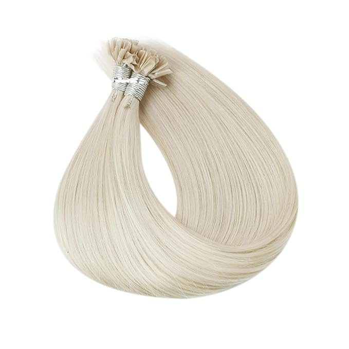 Full Shine U Tip Hair Extensions Human Hair 18 Inch 50 Grams Color 1000 White Blonde K Tip Hair Extensions Real Human Hair Straight Natural Human Hair Fusion Extensions