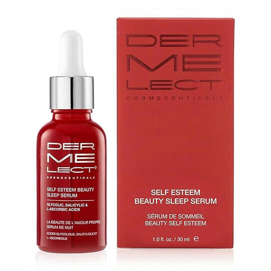 Dermelect Cosmeceuticals Self-Esteem Beauty Sleep Serum – Exfoliating Nighttime Treatment with Glycolic Acid, Salicylic Acid & Vitamin C – Enhances Skin Radiance & Smooths Texture – 1 oz