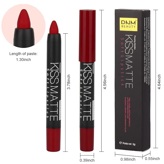 Generic Deep Dark Red Matte Lipstick and Lip Crayon Liner Pencil Pen Set for Women Lip Stain Long Lasting Waterproof labiales (3, 10&11&18)