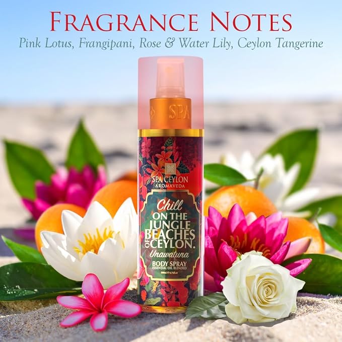 SPA CEYLON Unawatuna Body Spray | Women's Fragrance Spray | Floral and Fruity | Refreshing Beach Summer Fragrance | 200ml