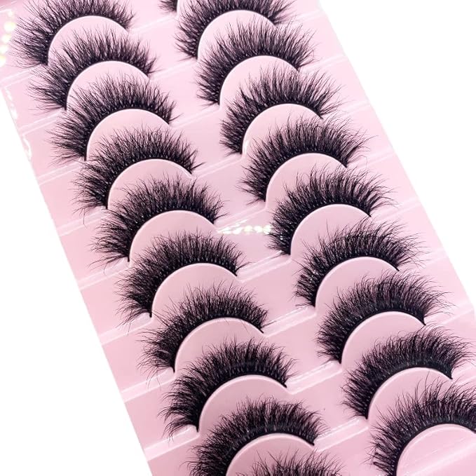 HBZGTLAD New 10 Pairs 3D Mink Lashes False Eyelashes Handmade Wispy Fluffy Long Lashes Natural Eye Makeup Tools Eye Lashes(M38)