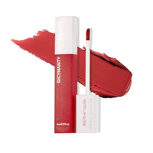 Matte Lip Gloss for Women Girl, Smooth Texture Lip Tint Non-stick Lip Stain Oil (Fog Locks Cinnabar)