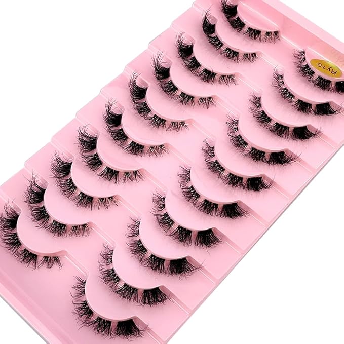 HBZGTLAD New 10 Pairs 3D Mink Lashes False Eyelashes Handmade Wispy Fluffy Long Lashes Natural Eye Makeup Tools Eye Lashes(RY10)