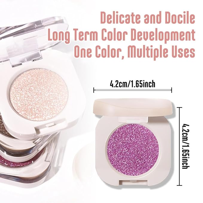 Glitter Eyeshadow Palette,Shimmer PinkPurple Eyeshadow Makeup,Violet Shiny Pressed Powder,Single Vegan Eyeshadow,Highly Pigmented Natural Eyeshadow Palette,Monochrome Long Lasting Glitter Eye Make 08#