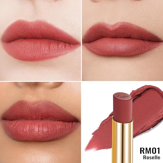 Oulac Red Matte Lipsticks for Women, Silky Velvet Matte Lipstick, Soft Smooth Texture, High Impact Lip Color, Not Dry Lightweight Formula Infused with Vitamin E, Vegan&Cruelty Free RM01