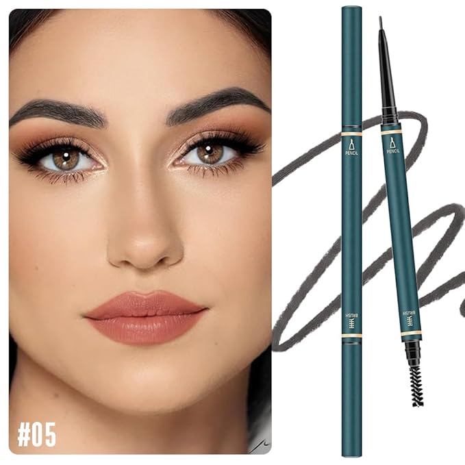 Fine Tip Eye Brow Pencils for Women, Ultra-Fine Mechanical Pencil with Eyebrow Brush,Draws Tiny Brow Hairs, 3 Pcs Waterproof Dual-Sided Defines, Fills Brows, Shapes, Contours, Combs-Natural black