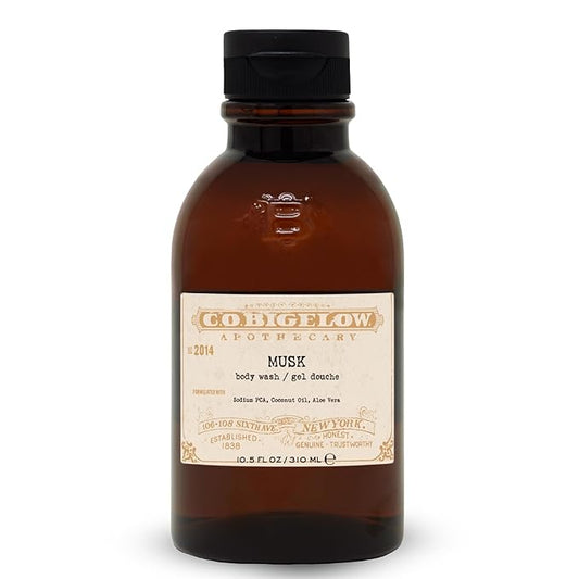 C.O. Bigelow Musk Body Wash, Iconic Collection Moisturizing Body Wash with Coconut Oil & Aloe Vera, 10.5 Fl Oz