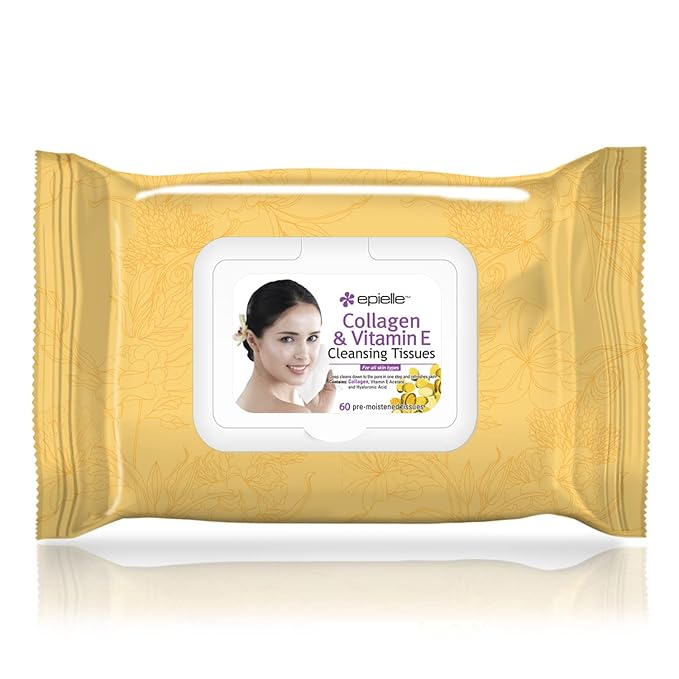 Epielle Makeup Remover Wipes, Remove Waterproof Mascara, Gentle Daily Facial Cleanser Towelettes with Collagen, Cucumber & Argan Oil, Stocking Stuffers, Thanksgiving Essentials, 60 Count (Pack of 4)