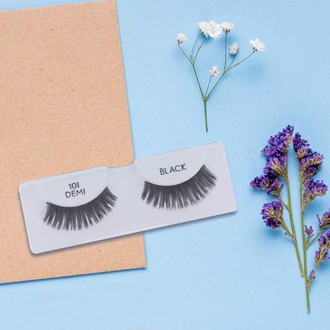Ardell Natural Lashes False Eyelashes Demi 101 - Black, Full Volume, Rounded Strip Wispy Lashes for a Natural Look, 4 Pack
