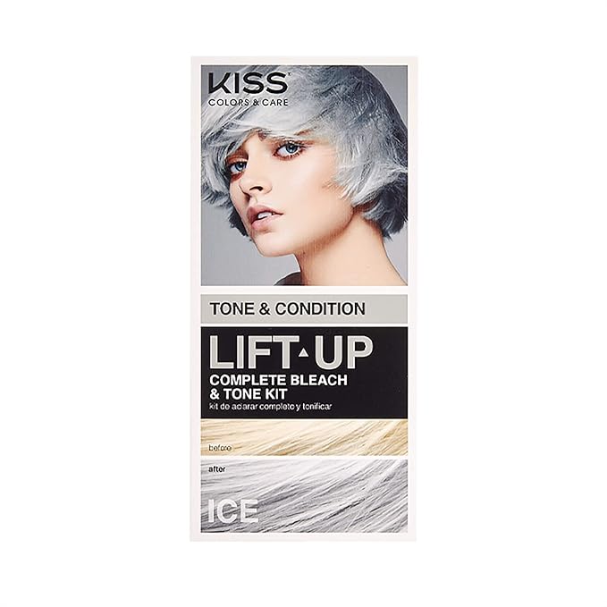 KISS Lift Up Complete Hair Bleach Kit with Revitalizing Plex Serum to Protect from Damage, Maximum Strength to Lighten Dark or Resistant Hair, Complete DIY 6-Pc Kit