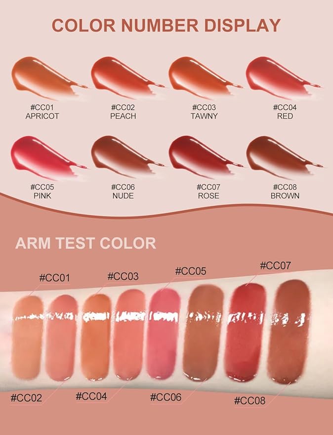 INTO YOU Lip Gloss Coco Liquid Moisturizing Lipstick Long Lasting Lip Stick Lip Stain Makeup Glitter Shine Non-sticky Lipstick for Women(CC02)