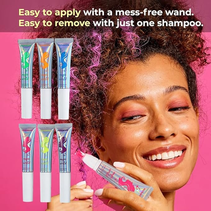 3 Colors Magical Temporary Hair Dye, Glow in the Dark UV Neon Hair Gel Set, Light Washable Hair Color Comb Hair Makeup for Concert, Party, Halloween, Christmas (Green+Orange+Yellow, 3 PCS)