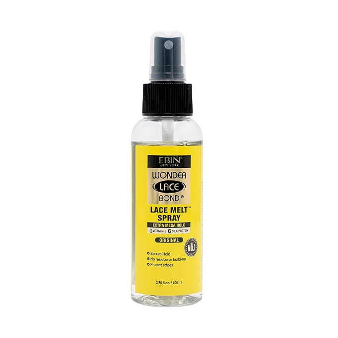 Wonder Lace Bond Melt Spray 3.39 Fl Oz / 100 ml - Extra Mega Hold (Original) | Flawless,Natural, and Sea mleass finish, No Reside, Long Lasting Formula with Protecting Edges, Perfect for wigs