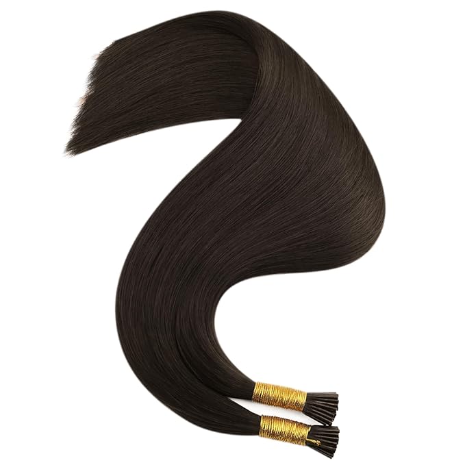 Full Shine I Tip Hair Extensions Human Hair 24 Inch Darkest Brown 40 Grams Itip Human Hair Extensions Straight Long Remy Hair for Women Invisible Cold Fusion Extensions