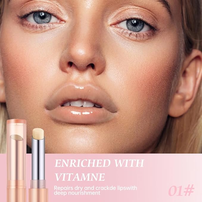 Moisturizing Lip Balm – Hydrating Nourishing Lip Care with Natural Ingredients, Vitamin E & Shea Butter, Smooth Non-Sticky Tinted Lip Balm for Dry & Chapped Lips, Soft Glossy Lipstick for Daily Use 1#