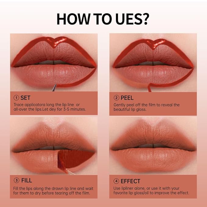 Matte Lip Liner Peel Off Lip Stain, Long Lasting Peel Off Lip Liner Stain, Peel-off Lip Gloss For All Skin Types, Transfer-proof Highly Pigmented Color Waterproof, 01#(01#, Pack of 1)