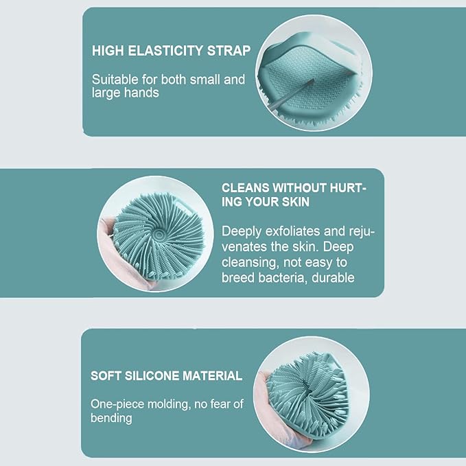 Silicone Body Scrubber Shower Brush Super-Exfoliating Body Brush with Non-Slip Strap, Eco-Friendly Bath Scrubber for Sensitive/All Skin Types, Gentle Massage & Effective Shower Exfoliation