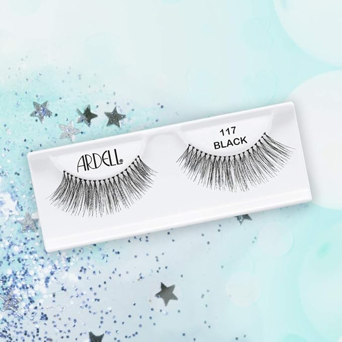 Ardell Natural Lashes False Eyelashes 117 - Black, Natural Look & Flared Wispy Strip Lashes for Everyday Glam, 4 Pack