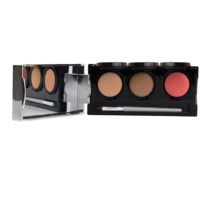Dermaflage Tattoo Cover Up Makeup (Light Tan) - Bruise Full Coverage Concealer - Full Coverage Waterproof Concealer for Bruise,Scar & Acne - Smudge Proof Body Makeup Palette with 3Pro SFX Shades+Brush