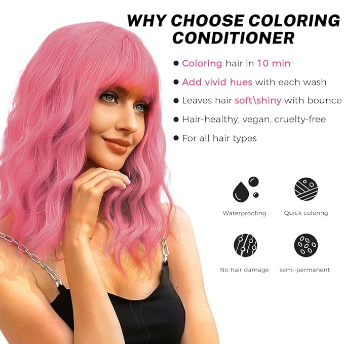 SOVONCARE Pink Semi Permanent Depositing Conditioner for Colored Hair, 5.28 OZ - Dye Results in 10 Mins, Cruelty-Free Haircare