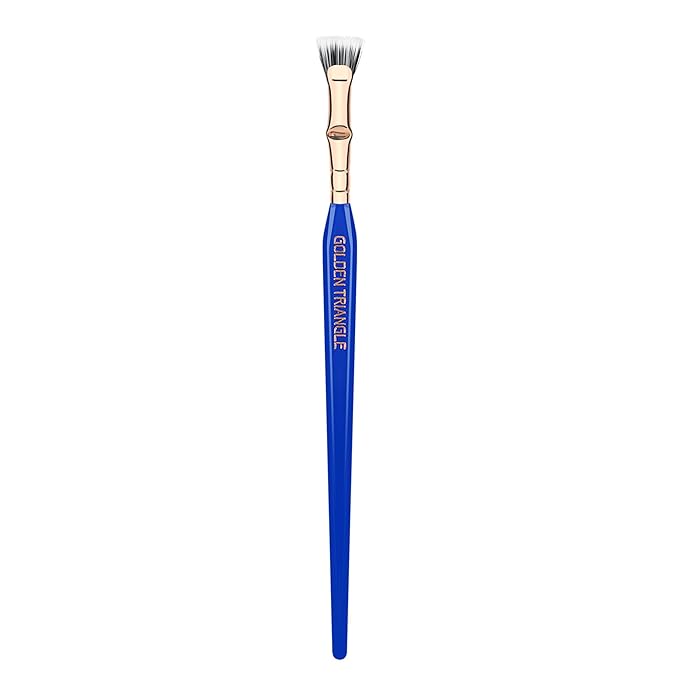 Bdellium Tools Professional Makeup Brush - Golden Triangle 730 Bent Mascara Fan - With All Vegan and Soft Synthetic Fibers, For Applying Mascara (Blue, 1pc)