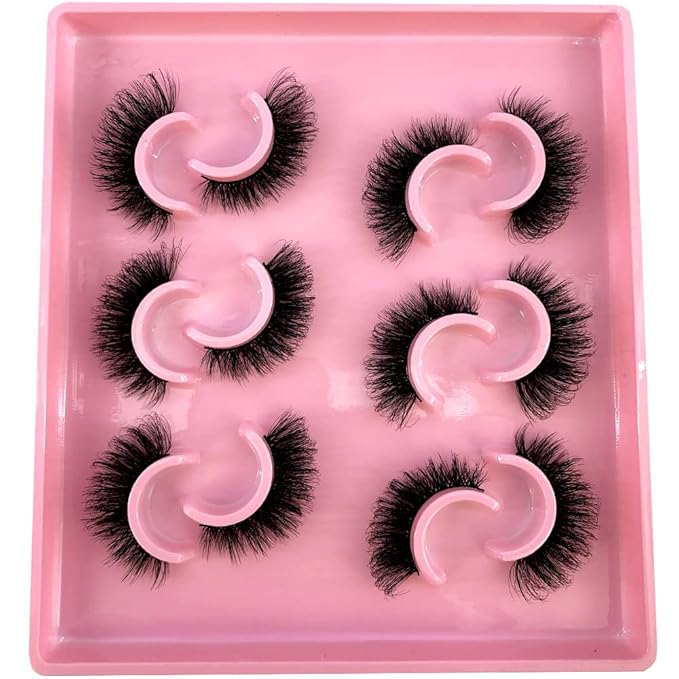HBZGTLAD 6 Pairs Fluffy False Eyelashes Natural Faux Mink Strip 3D Lashes Pack (MSD-4)