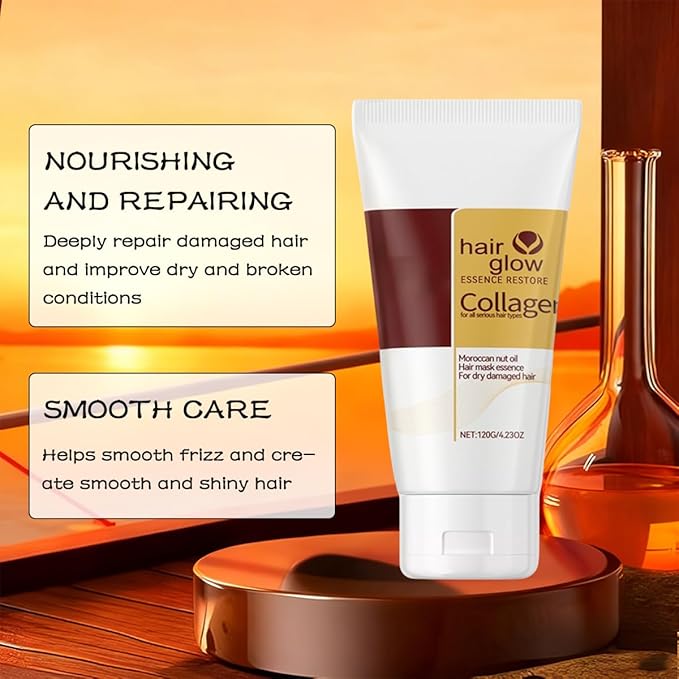 Collagen Hair Deep Repair Conditioning, Argan Oil Hair Mask Serum, Moisturizing Collagen Hair Mask for More Hair Types(4.23Oz/Pcs) (2Pcs)
