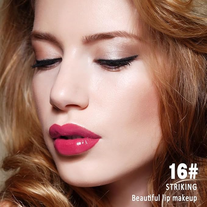 Kaely Longwear Shine Lipstick for Women, Highly Pigmented Liquid Lip Color Makeup, Non-Transfer Lip Gloss Stain Waterproof Smudge Proof 24 Hour, Glossy Finish, Vegan & Cruelty-free, 16 STRIKING