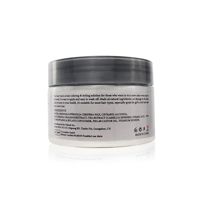 White Hair Color Wax Pomades 4.23 oz - Natural Hair Coloring Wax Material Disposable Hair Styling Clays Ash for Cosplay, Party (White)