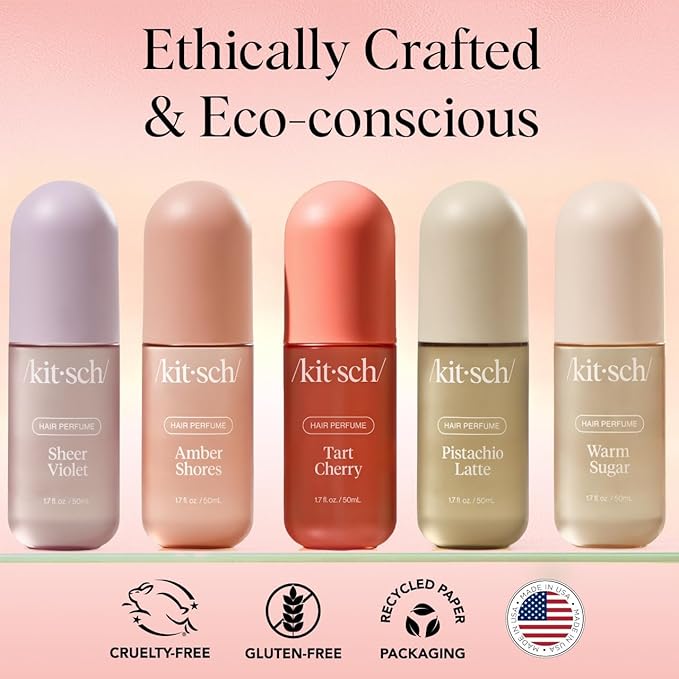Kitsch Hair Perfume for Women - Tart Cherry | Clean, Deodorizing & Patented Odor-Eliminating Technology Hair Spray & Body Mist - Freshen Hair, Body & Pillows - Fruity Gourmand Scent & Vanilla - 50mL