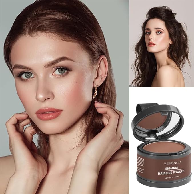 VERONNI Hairline Powder, Root Cover Up for Thinning Hair, Women Men Eyebrows, Beard Line, Waterproof Long Lasting Hair Shadow (Medium Blonde, 12)