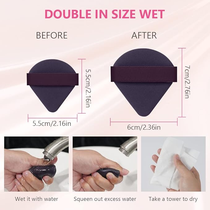 Ainiv 6PCS Air Cushion Makeup Sponges for Foundation, Triangle Powder Puffs with Portable Case, Dry and Wet Makeup Sponges Double-Sided Reuse,Latex-Free Blending Sponge for Foundation,Cream,Concealer