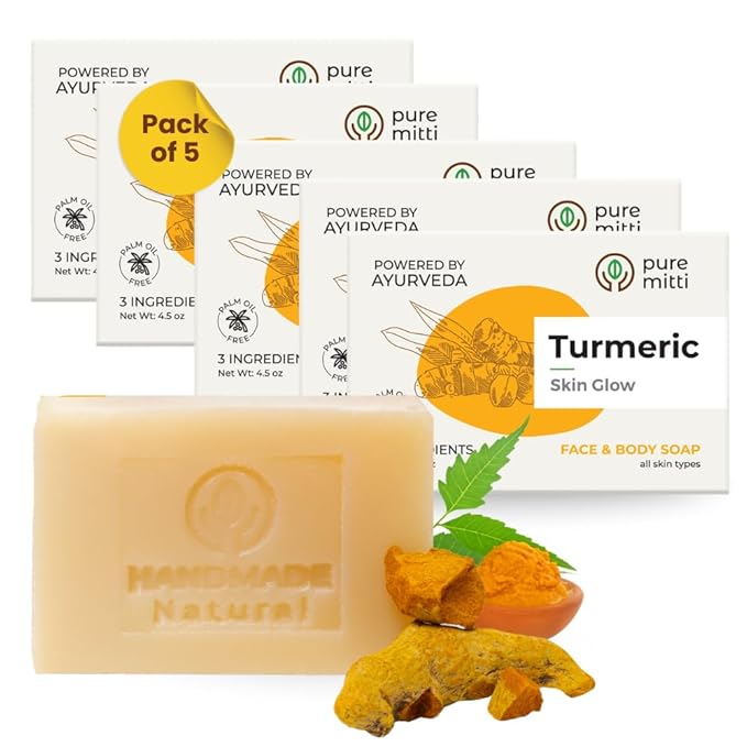 Turmeric Face, Body Bar Soap 4.5 oz | Herbal Cleansing Bar with Coconut Oil, Castor Oil | Gentle Bath Soaps for Face Wash, Body Wash | Turmeric Soap for Daily Use, All Skin Types