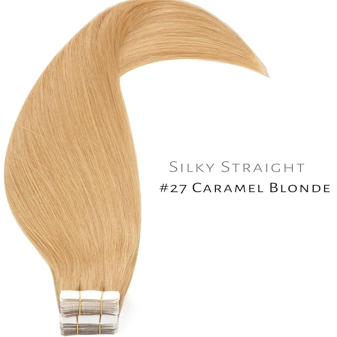 Lacer 22 Inch Seamless Remy Tape in Human Hair Extensions Natural Caramel Blonde 100% Real Virgin Human Hair Tape in Hair Extensions 50g 20pcs/set