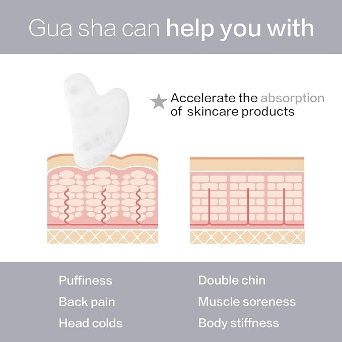 Gua Sha Facial Tools, White Quartz Guasha Tool for Face & Eye Gua Sha Stone for Puffiness Reducing & Jawline Sculpting Face Stone Gua Sha Tools for Skin Care Woman GuaSha Stone Tool, White