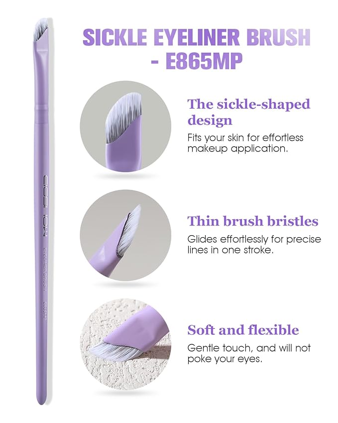Eyeliner Brush, EIGSHOW Sickle Angled Gel Eyeliner Brush with Silver Ion Bristles, Ultra Thin Eye Makeup Brushes for Precise Eye Liner, Eyebrow (E865MP)