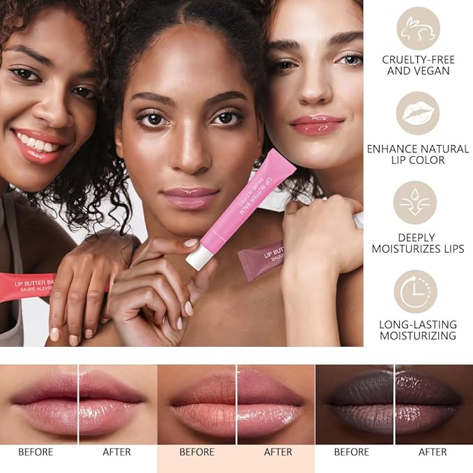 4Pcs Tinted Lip Balm Serum Makeup, Squeeze Hydrating Tint Lips Balms Serum Cosmetic, Women Care Glossy Nourishing Plumping Lip Stain Gloss Lipstick Suitable for dry lips, Set02(#3+#5+#6+#7)