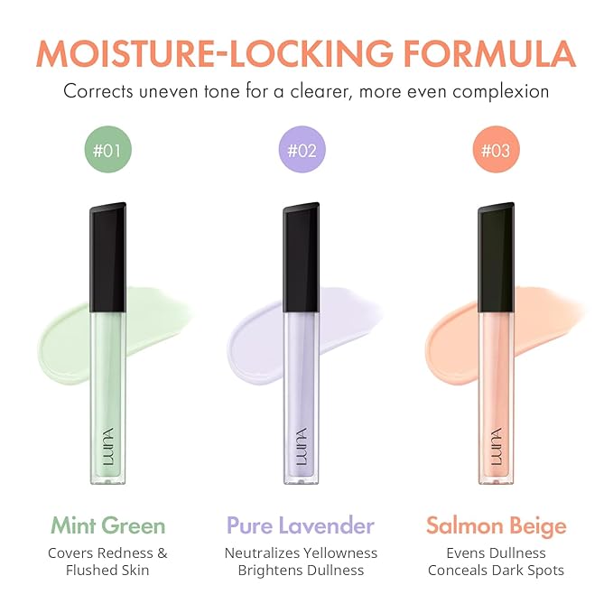 LUNA Long Lasting Corrector 01 Mint Green, Color Corrector, Redness & Flushed Skin, Lightweight, Natural Coverage, Ideal for Fair to Light Skin, 0.22oz