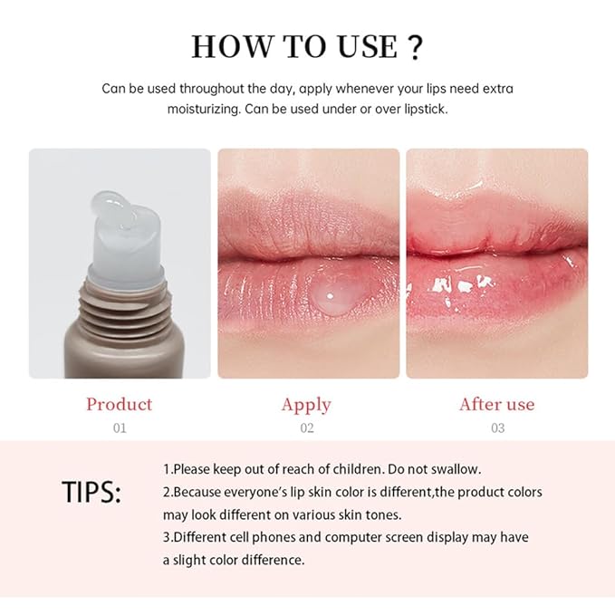 Summer Lip Glossy Butter Balm, Instant Moisture Sheer Tint, Non-Sticky, Conditioning Formula to Soothe & Repair Dry, Chapped Lips, Jelly Lip Stain with Natural Scent (#1Vanilla, 1Pc)