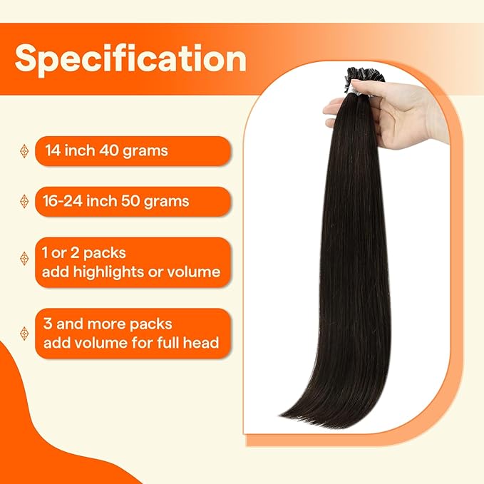 Full Shine U Tip Hair Extensions Real Human Hair Color 2 Darkest Brown Remy Hair K Tip Extensions 20 Inch U Tip Pre Bonded Keratin Hair Extensions 50 Grams Fusion Extensions