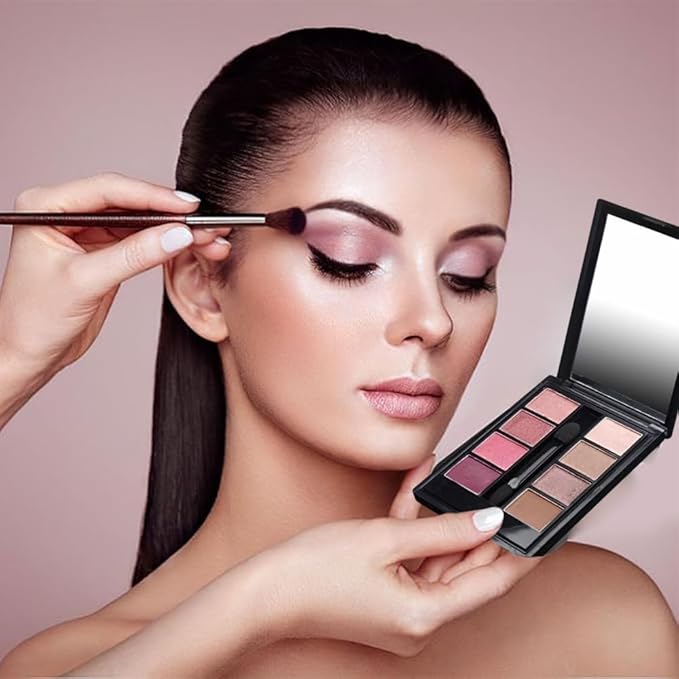 Plastic Eyeshadow Makeup Palette,Lipstick Cosmetic Cream Blush Powder Multi-lattice Magnetic Tray,Snap Closure Small Box Mirror Travel Useful Tool
