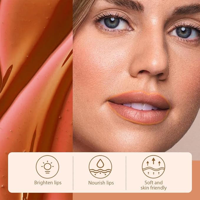 Orange Brown Liquid Matte Lip Liner Stain Peel Off with Tweezer, Long Lasting, Waterproof Matte Lipstick Lip Gloss Tattoo for Women, Transfer-prof Lip Tint Makeup for All Skin Types 01#
