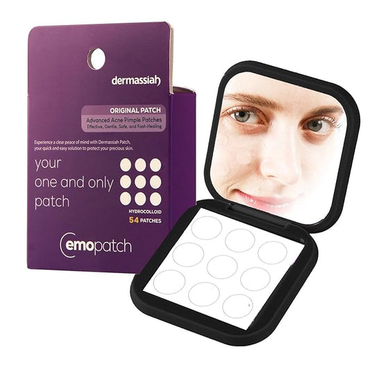 Acne Pimple Patches for Face 54 Count with Mirror Case for Day & Night Use - Hydrocolloid Pimple Pads, Emoji-Themed Blemish Dots, Clear Skin Treatment (Original)