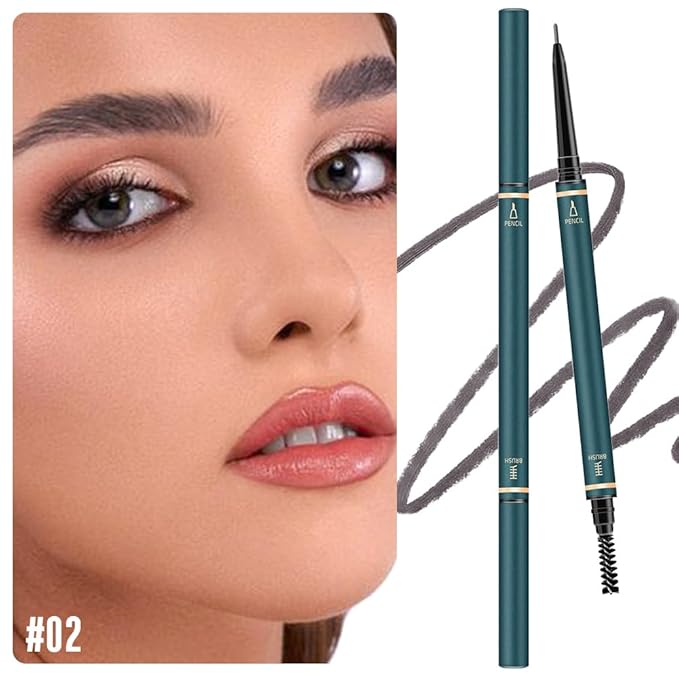 Fine Tip Eye Brow Pencils for Women, Ultra-Fine Mechanical Pencil with Eyebrow Brush,Draws Tiny Brow Hairs, 3 Pcs Waterproof Dual-Sided Defines, Fills Brows, Shapes, Contours, Combs-Smoky brown