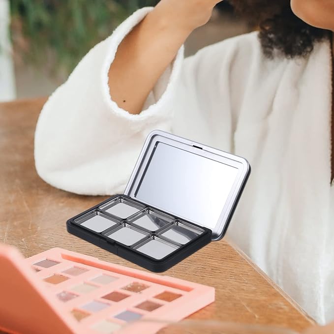 Minkissy Empty Eyeshadow Palette Magnetic Makeup Palette with Mirror Refillable Eyeshadow Palette Empty Lipstick Pallet Empty Eyeshadow Pans for Eyeshadow Lipstick Blush Powder, 2PCS