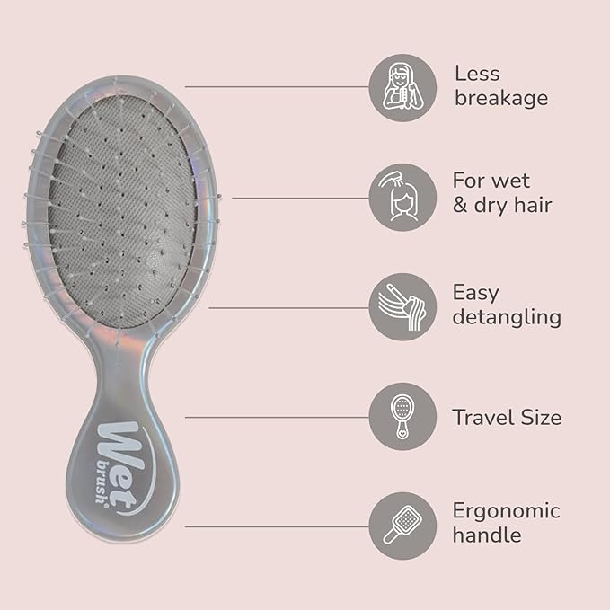 Wet Brush Original Detangler & Mini Hair Brush Gift Pack, Chrome (Iridescence Icon) - IntelliFlex Bristles - Detangling Brush Glides Through Tangles For All Hair Types (Wet & Dry), Limited Edition